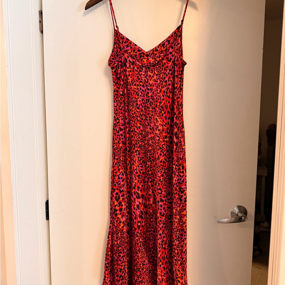 Karl Lagerfeld Red Leopard Print Midi Dress